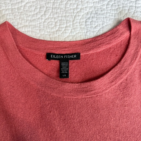 Eileen Fisher Coral Long Sleeve Top size Large Organic linen cotton Large - Picture 6 of 7